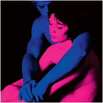 Album cover of Cigarettes out the Window by TV Girl. Blue man, embracing a pink woman.