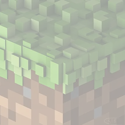 Semi-transparent photo of the album Minecraft — Volume Alpha by C418. Minecraft grass block.