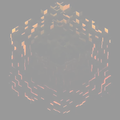 Semi-transparent photo of the album Minecraft — Volume Beta by C418. Orange, black, and yellow Minecraft block.