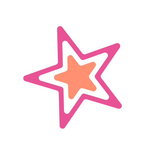 Pink, white, and orange star.